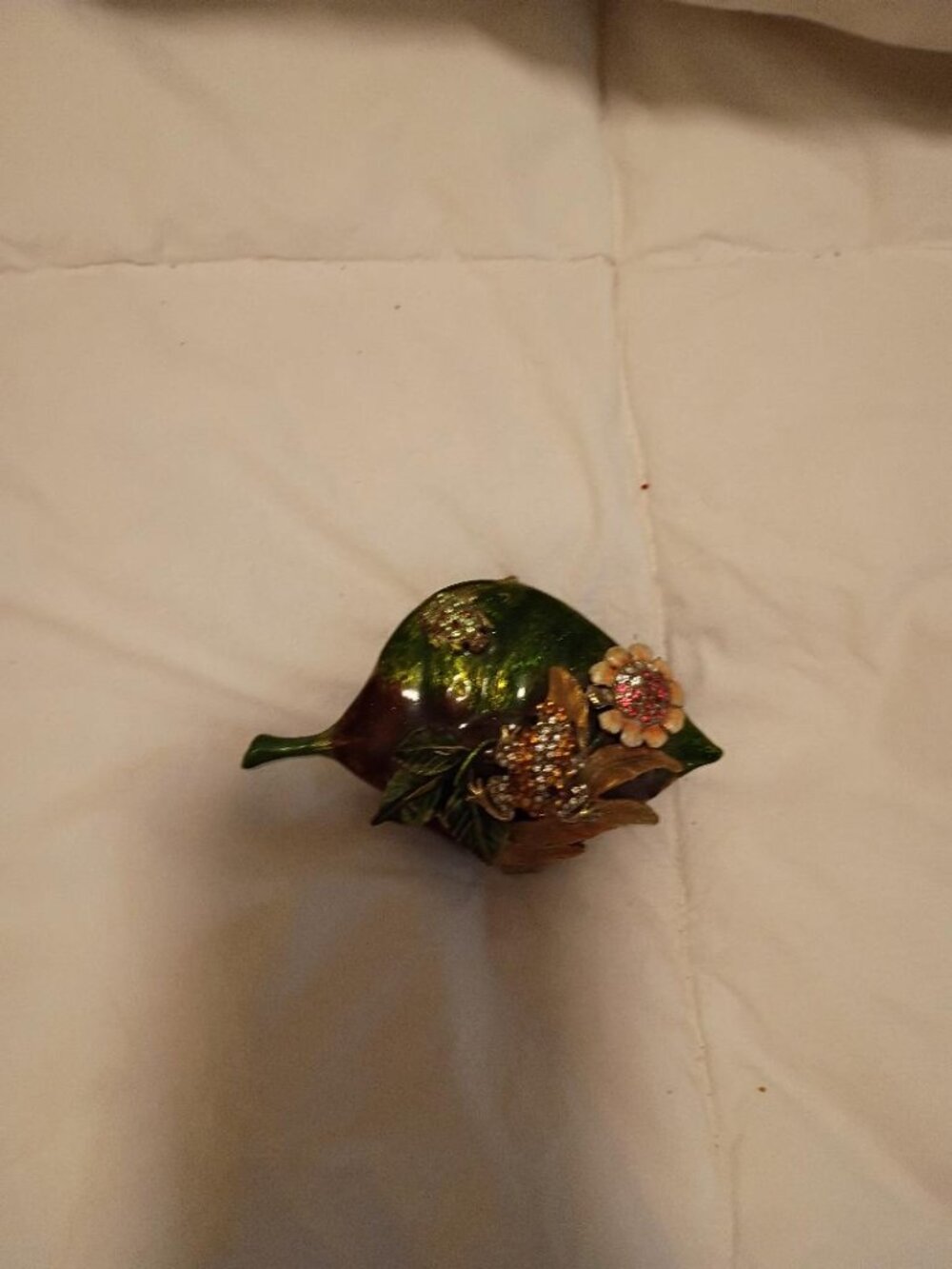 Ciel Jeweled Frog Trinket Box – Enamel Hinged Leaf Box